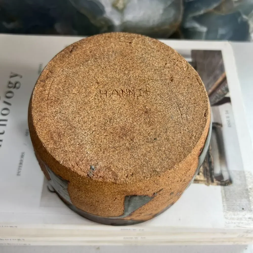 Studio Art Vase/Trinket Cup 5 x 3in Decorative Stoneware Splatter Glaze Signed